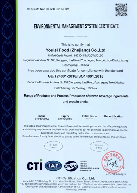ISO 14001 认证证书
